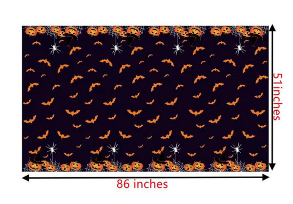 Bat and pumpkin Halloween tablecloth party decoration