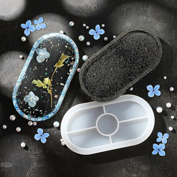 Silicone Oval Coaster Mold Tray Epoxy Resin Ashtray DIY Craft Jewelry Tray Mold