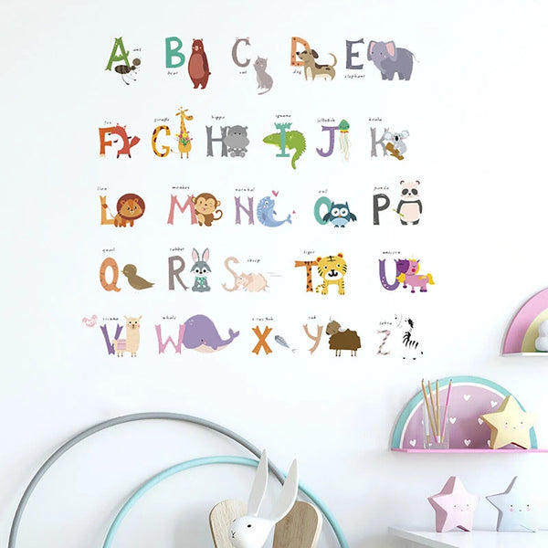 2Pcs Kids Alphabet ABC Letters Kids Wall Stickers Nursery Decal Wallpapers Decor
