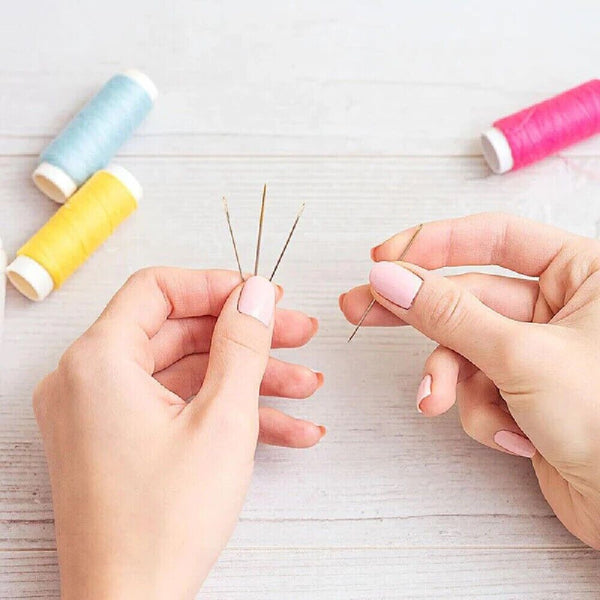 12 PCS Stainless Steel Self-threading Needles Opening Sewing Darning Needles AUS