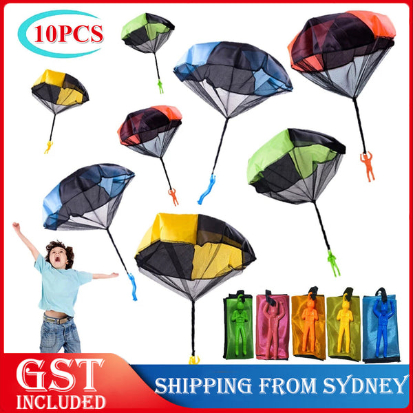 10X Hand Throwing Mini Soldier Parachute Kite Funny Toy Kid Outdoor Game Play AU