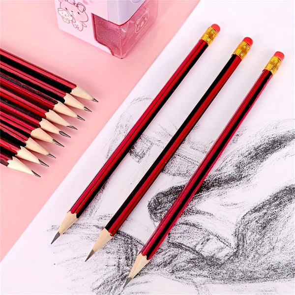 40PCS HB Graphite Wooden Pencils with Erasers Hexagonal Writing Drawing Pencils