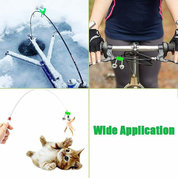 10pcs Green Plastic Clip Fishing Rod Double Rod Bite Alarm Fishing Bells Ring AU