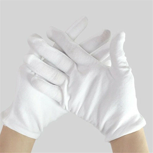 UPTO 12Pairs White Cotton Gloves Costume Jewellery Hands Protector Handling Work