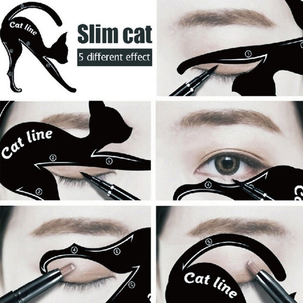 Cat Eyebrow Tool Makeup Model Eye Line Kit Eyeliner Stencil Liner vv Template