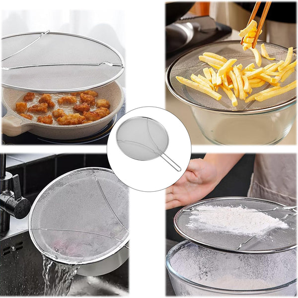 2 Pack Grease Splatter Guards – 33cm Stainless Steel Oil Splash Screens for Frying Pans
