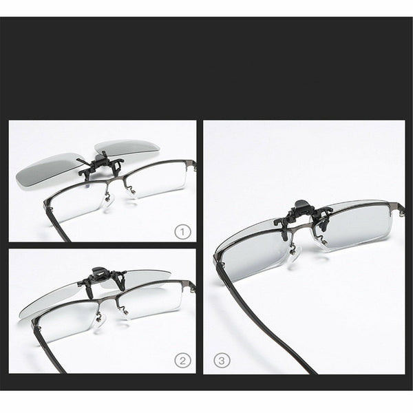 2xPhotochromic Polarised Clip On Flip Sunglasses Pilot Polarized Fishing Eyewear