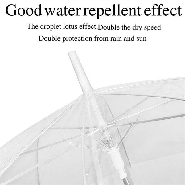 Up to 5 Clear Dome Umbrella Wedding Rain Transparent Parasol Handle Waterproof