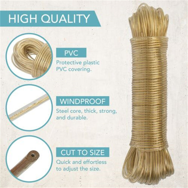 Clothes Line Cord Replacement UV Steel Wire Rope PVC coat 3mm × 20m Clotheline