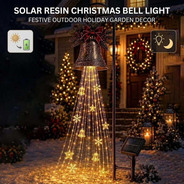 Solar Christmas Bell Waterfall Lights Outdoor Garden LED String Waterfall Decor