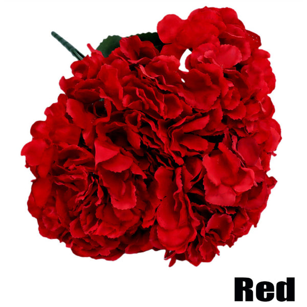 2PCS 6 Heads Hydrangea Flower Artificial Silk Flowers Stem Bouquet Wedding Party