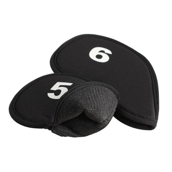10 PCS Golf Head Cover Club Iron Putter Head Protector Neoprene Covers Set Black