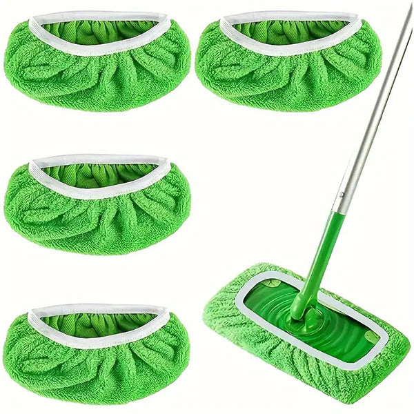 6 Pack Reusable Mop Replacement Pads – Absorbent Green Floor Cleaning Cloth Pads