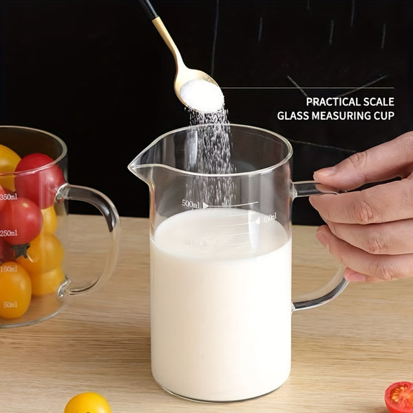4 Piece Glass Measuring Cup Set – 500ml and 90ml Measuring Beakers with Handle and V Spout