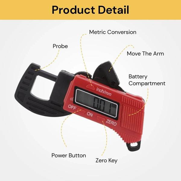 0-12.7mm Convenient Meter Tester LCD Display Thickness Gauge Micrometer Tester