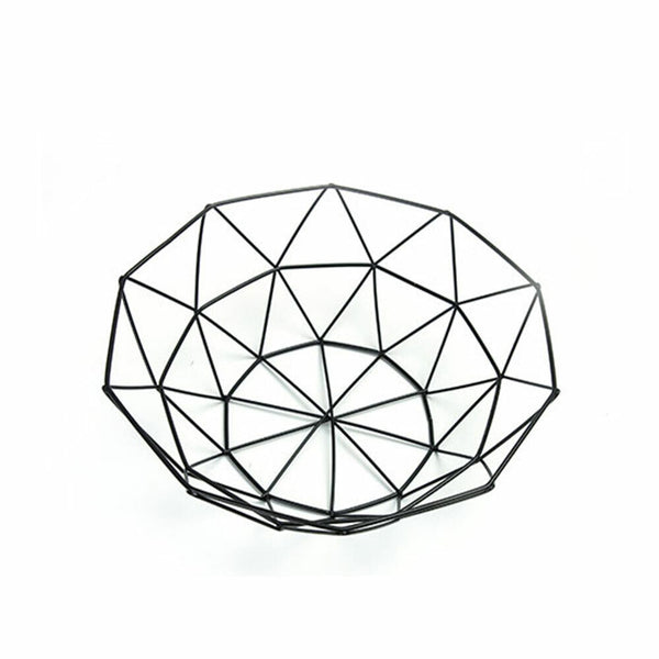 Wire Basket Kitchen Storage Geometric Fruit Vegetable Metal Desktop Bowl