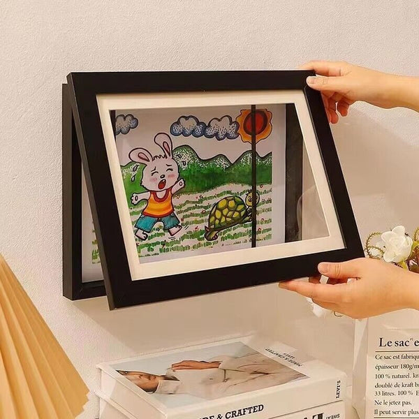 1PC Kids Art Frames Children Art Project Wooden Artwork Display Hold 50 Picture