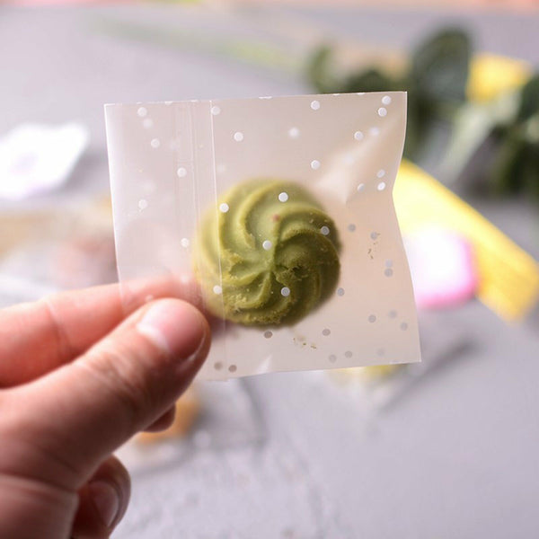 100PCS Clear Dots Self Adhesive Cookie Gift DIY Bag Plastic Candy Wrapping Bags