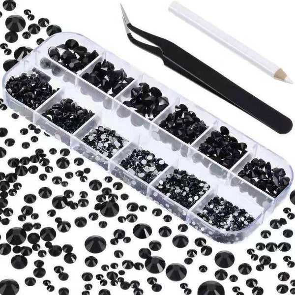 Flat Back Box Crystal Nail Art Decor AB Nails Rhinestones Diamond Beads 12 Grids