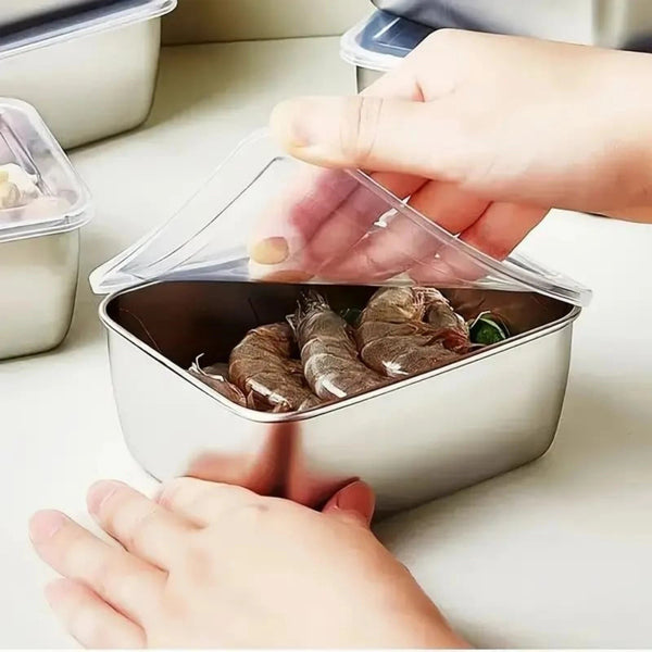 10pcs Stainless Steel Food Containers with Lids + 5 Spoons | Stackable Airtight Lunch Boxes