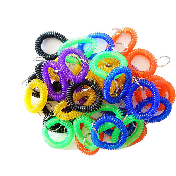 UP 100X Wristlet Keychain Stretchable Plastic Wrist Keychain Bracelet Wrist Coil