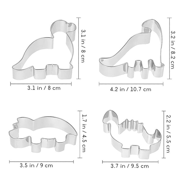 4Pcs Set Decorating Dinosaur/Animal Stainless Steel Cookie Cutter Party Mold