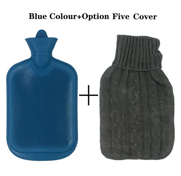 2L Hot Water Bottle Winter Warm Natural Rubber Bag Relaxing Warmer and COVER