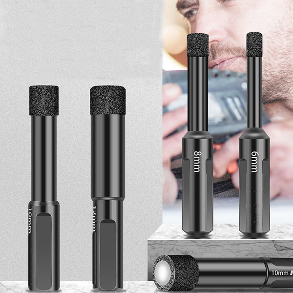 2pcs Dry Diamond Drill Bits 6/8mm For Porcelain Glass Tile Ceramic Marble Black