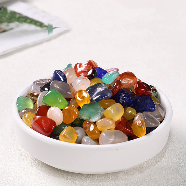 200G 7-9mm Mixed Agate Crystal Chips BULK Grade Natural Gemstone Polished Mini