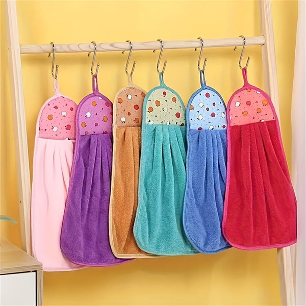 Coral Fleece Hand Towels Flower Kitchen Bath Hanging Water Absorbent Soft Wipe