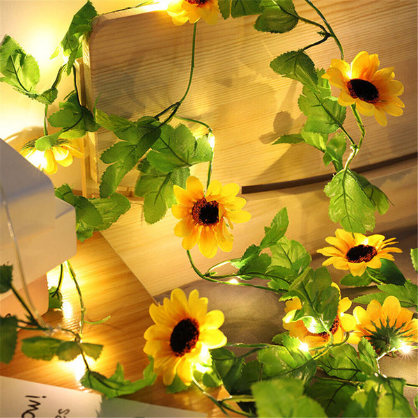 2M Artificial Sunflower Fairy String Light Home Party Wedding Lamp Decor Xmas AU