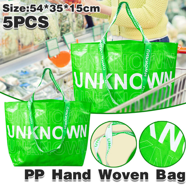 5pcs Hand Woven Green Handbags Waterproof Eco-Friendly Shopping Tote Bags AU
