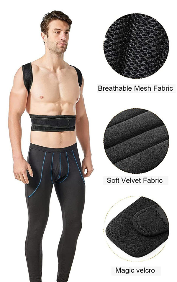 Full Back Posture Corrector Adjust Lumbar Shoulder Support Brace Belt Women Men