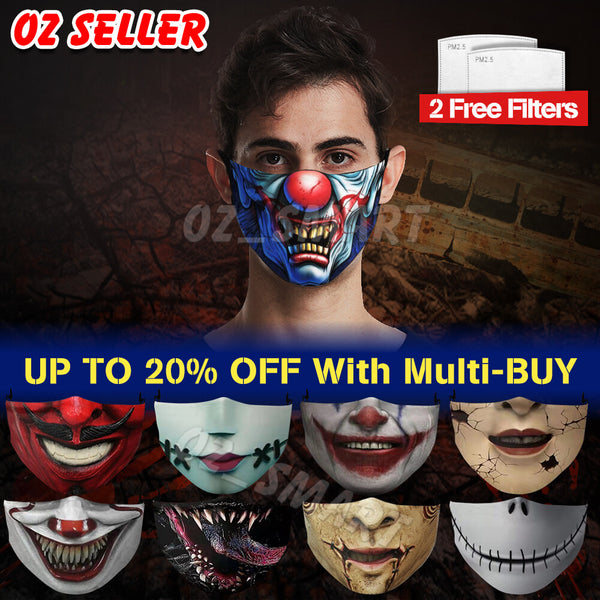 Scary face mask, washable cotton half face cover