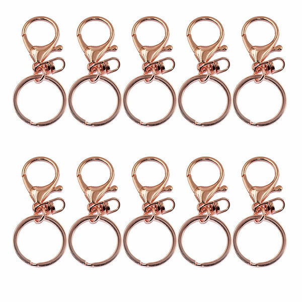 UP 100PCS Swivel Lobster Clasp Clips Hook Alloy Key Ring Split Keychain Durable