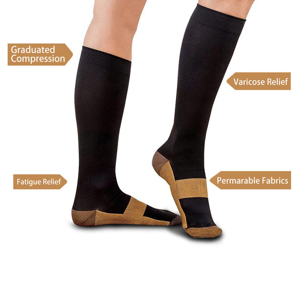 Compression Socks Copper Medical Stockings Travel Running Anti Fatigue Unisex AU