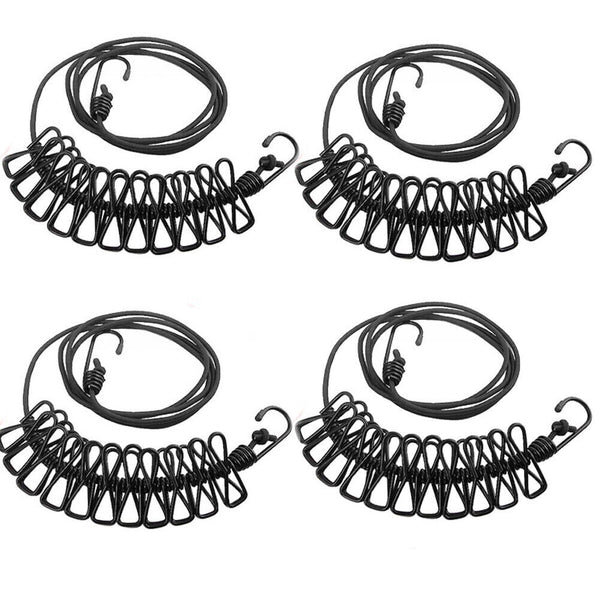 Portable Clothesline with 12 Clothespins,Windproof Travel Stretchy Retractable