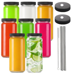 8PCS Glass Juice Bottle Set – Reusable Beverage Storage Containers