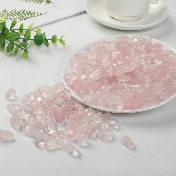 100g-1kg  Rose Quartz Mini Crystal Chips Pink Gemstone Polished Stones Bulk Deco