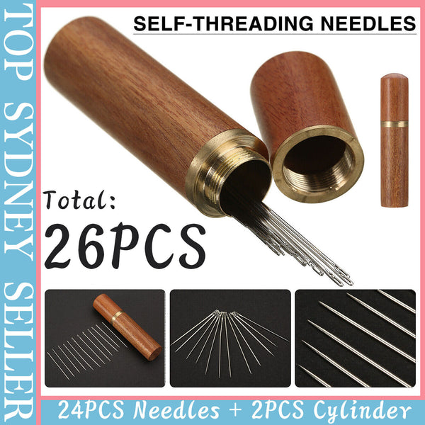 26x Stainless Steel Self-threading Needles Opening Hand Sewing Needles Darning