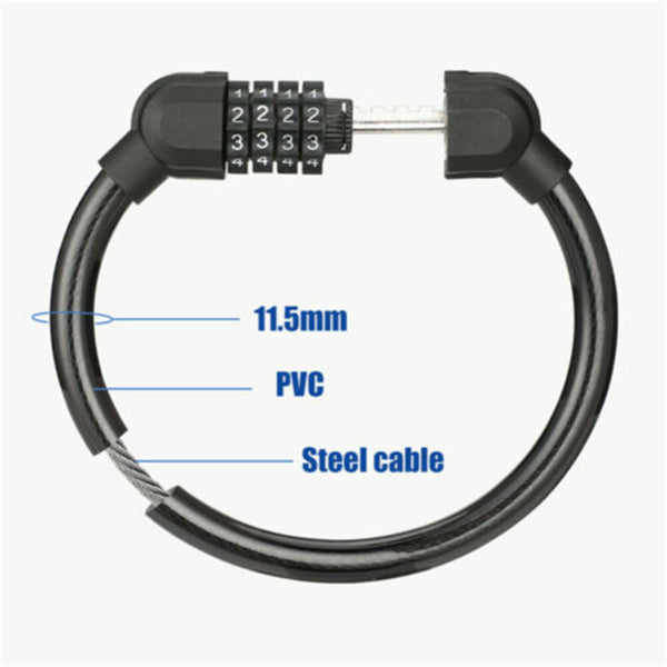 2PCS Bike Combination Cable Lock 4 Digit Bicycle Security Lock