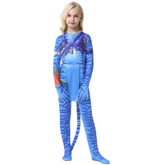 Avatar Costume Kids Na'vi Bodysuit Blue Alien Cosplay Book Week Dress Up Outfit