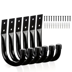 6PCS Wall Mount Storage Hooks Garage Utility Hanger Rack with Screws