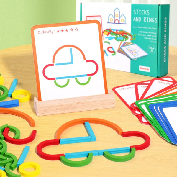 Montessori Wooden Sticks Puzzle Wooden Game Toys Toy for Children Xmas Gifts