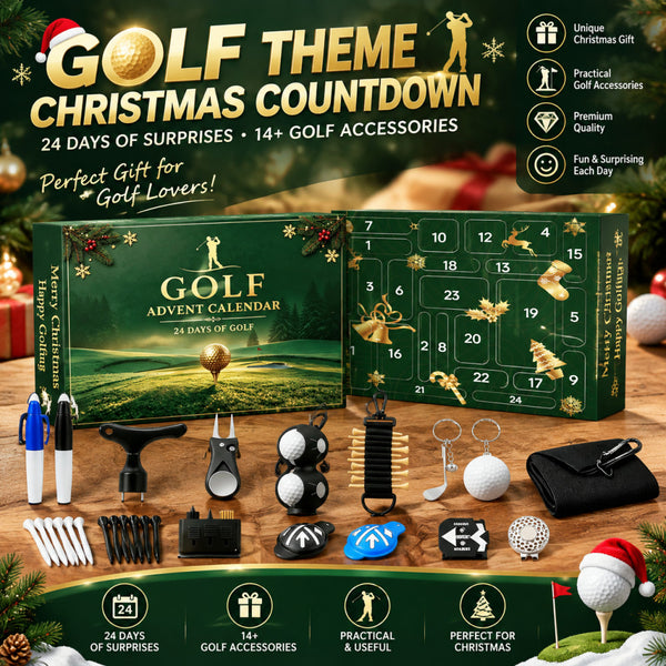 Golf theme Christmas countdown with 24 days of surprises and 14+ golf accessories