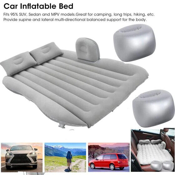 CAR TRAVEL INFLATABLE CAR BED MATTRESS WITH TWO AIR PILLOWS PORTABLE AIR PUMP