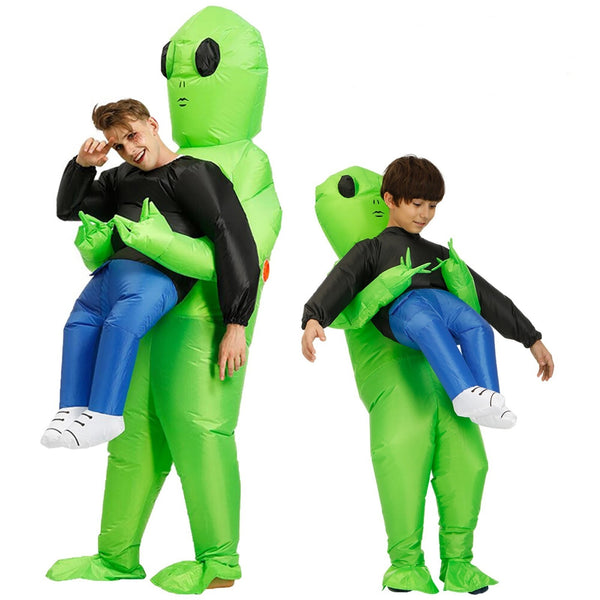 Halloween Inflatable Funny Green ET Carry Human Adult Kids Costume Cosplay Party