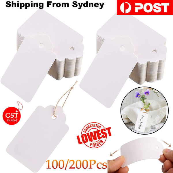 200X White Kraft Paper Tag Blank Craft Hang Labels Gift Card For Party Favor DIY