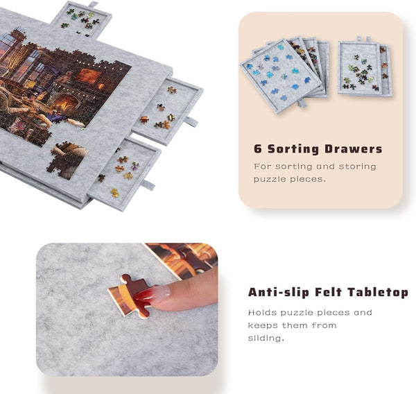 1000pcs jigsaw Puzzle Board Portable Felt Puzzle Plateau 6 Drawers Puzzle Table