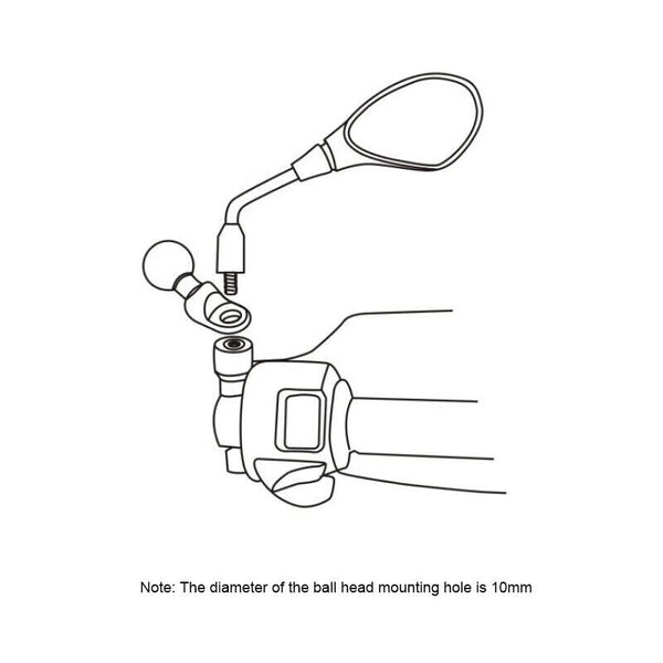 Mirror Mount Base 10mm Hole Ball Handlebar Mount for GPS Cell Phone